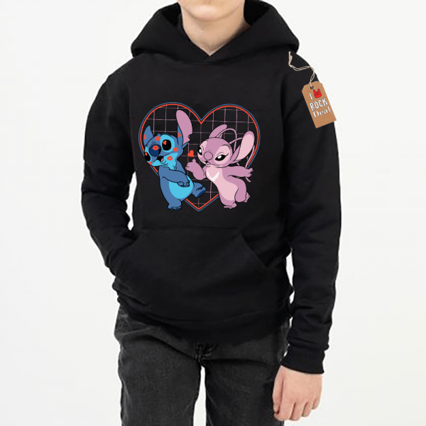Stitch & Angel Φούτερ Με Κουκούλα Μαύρο παιδικό