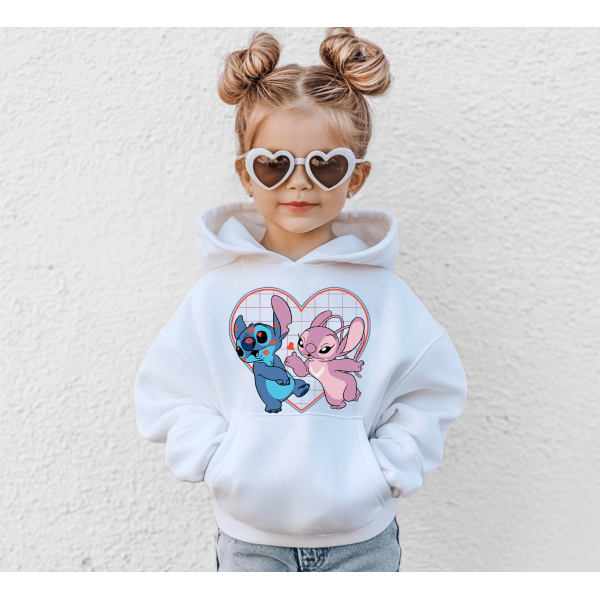 Stitch & Angel Φούτερ Με Κουκούλα Λευκό παιδικό