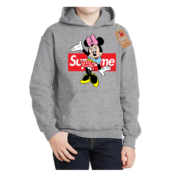 SUPREME Mini Φούτερ με Κουκούλα Γκρί παιδικό