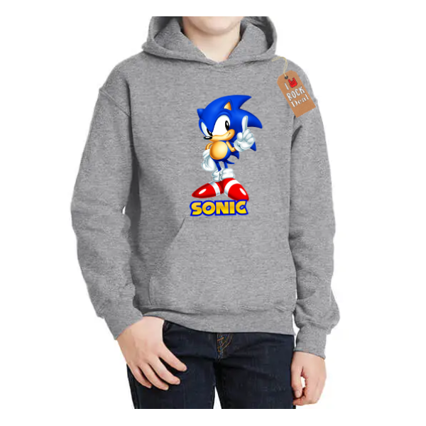 Sonic Kids Hoddies, σε Γκρί χρώμα