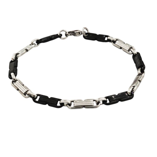 Ατσάλινο Βραχιόλι Πλακέ Δίχρωμο