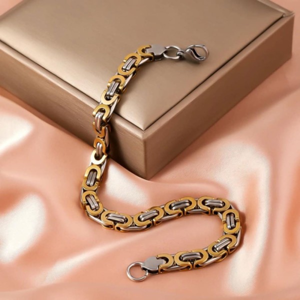 Ατσάλινο Βραχιόλι Καδένα Δίχρωμο 0.8MM